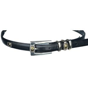 Brighton Slim Black Leather Belt with Gold and Silver‎ # 4A303 Size Medium 30